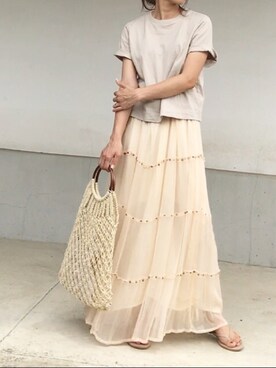 「ナチュラル」｜「アイテム（ビーチサンダル）」を使った、a___さん（レディース・155cm）の夏コーディネート