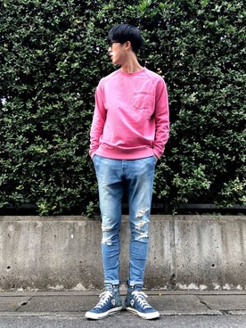 TOMMY HILFIGERのスウェット（ピンク系）を使った人気ファッション