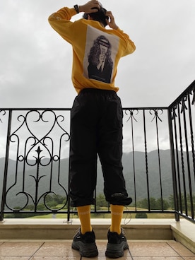 「Gosha Rubchinskiy（ゴーシャラブチンスキー）のアイテム（レッグウェア）」を使った、natsukiさん（メンズ・187cm）の冬コーディネート