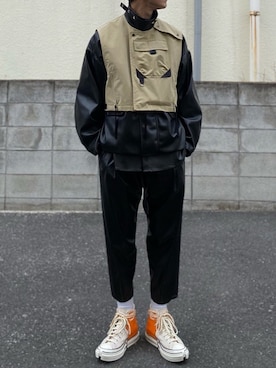 「RYO TAKASHIMA（リョウタカシマ）のアイテム（ベスト）」を使った、natsukiさん（メンズ・187cm）の冬コーディネート