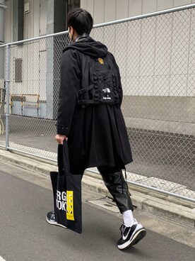 モッズコートを使った「sacai×nike」の人気ファッションコーディネート 