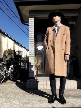 「H&M（エイチ・アンド・エム）のアイテム（ノーカラージャケット）」を使った、shinoさん（メンズ・176cm）の冬コーディネート