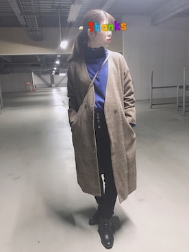 「AS KNOW AS plus（アズノゥアズプラス）のアイテム（トレンチコート）」を使った、konaさん（レディース・163cm）の冬コーディネート