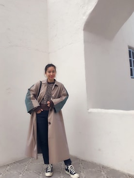 「日系极简」｜「アイテム（トレンチコート）」を使った、Angela  lu luさん（レディース・161cm）の冬コーディネート