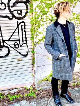 「SEVENDAYS=SUNDAY（セブンデイズサンデイ）のアイテム（チェスターコート）」を使った、Sho_Heyさん（メンズ・168cm）の春コーディネート