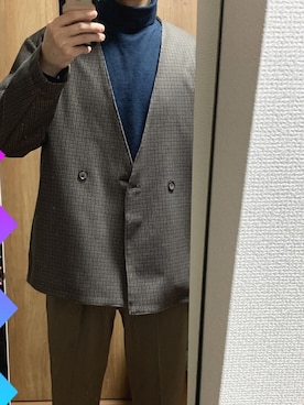 「UNITED TOKYO（ユナイテッドトウキョウ）のアイテム（ノーカラージャケット）」を使った、センパイさん（メンズ・173cm）の冬コーディネート