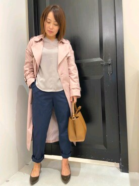 「Te chichi（テチチ）のアイテム（トレンチコート）」を使った、宮永さん（レディース・156cm）の春コーディネート