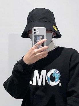 「LMCのアイテム（スウェット）」を使った、げんさん（メンズ・172cm）の冬コーディネート