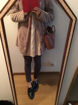 「ZARA（ザラ）のアイテム（ジャケット/アウター、ブラウン系）」を使った、megmegさん（レディース）の秋コーディネート