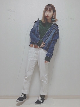 「Honeys（ハニーズ）のアイテム（デニムジャケット）」を使った、ほっちゃんさん（レディース・149cm）の秋コーディネート
