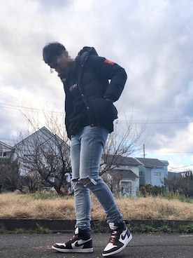 「エアジョーダン」｜「アイテム（ダウンジャケット/コート）」を使った、KENTAさん（メンズ・182cm）の冬コーディネート