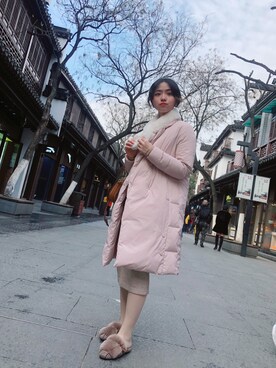 「158cm」｜「アイテム（スリッポン）」を使った、Inna Chanさん（レディース・158cm）の冬コーディネート