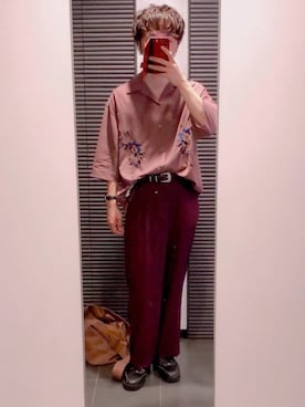 「レッドコーデ」｜「アイテム（アナログ腕時計）」を使った、yusukeさん（メンズ・170cm）の秋コーディネート