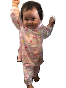 「MIKI HOUSE（ミキハウス）のアイテム（ルームウェア）」を使った、sarihiさん（キッズ・70cm）の秋コーディネート