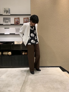 「SUNSEA（サンシー）のアイテム（ジャケット/アウター）」を使った、WARE-mo-KOU_aokiさん（メンズ・177cm）の春コーディネート