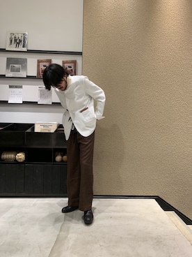 「SUNSEA（サンシー）のアイテム（ジャケット/アウター）」を使った、WARE-mo-KOU_aokiさん（メンズ・177cm）の春コーディネート