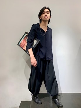 「Yohji Yamamoto（ヨウジヤマモト）のアイテム（パンツ）」を使った、WARE-mo-KOU_aokiさん（メンズ・177cm）の夏コーディネート