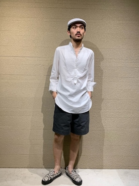 「TUKI（ツキ）のアイテム」を使った、WARE-mo-KOU_aokiさん（メンズ・178cm）の夏コーディネート