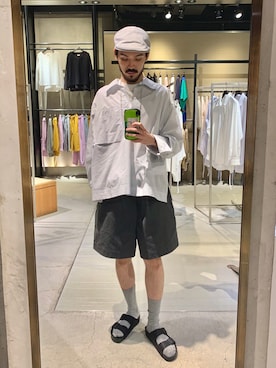 「SHINYAKOZUKA（シンヤコヅカ）のアイテム（トップス）」を使った、WARE-mo-KOU_aokiさん（メンズ・178cm）の夏コーディネート