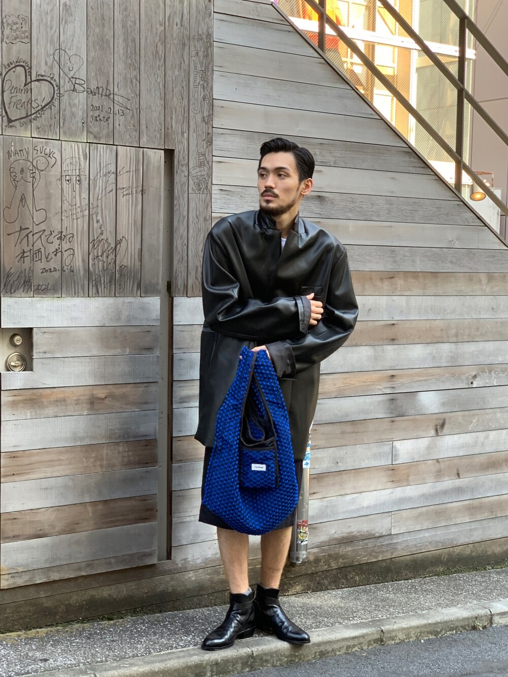 SHINYA KOZUKA シンヤコズカ テーラードジャケット  エコレザーオーバーサイズフィット
