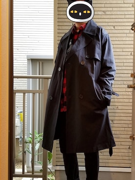 「coca（coca）（コカ）のアイテム（トレンチコート）」を使った、kuromy1031さん（メンズ・172cm）の冬コーディネート