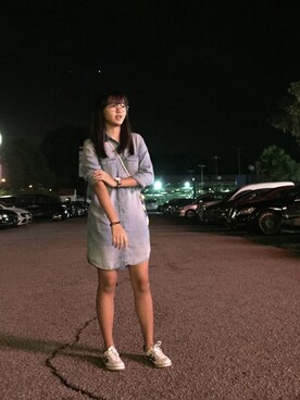 「idkのアイテム（ワンピース、ブルー系）」を使った、LEKさん（レディース・154cm）の夏コーディネート
