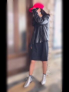 「AS KNOW AS PINKY（アズノゥアズピンキー）のアイテム（帽子）」を使った、ももさん（レディース・153cm）の冬コーディネート