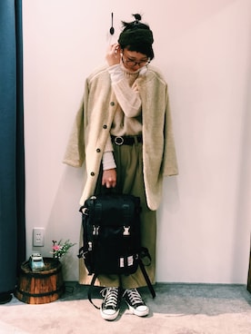 「アイテム（ノーカラージャケット）」を使った、ｶﾝﾅさん（レディース・167cm）の冬コーディネート