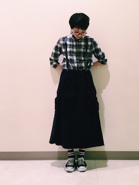 「アイテム（サスペンダー）」を使った、ｶﾝﾅさん（レディース・167cm）の秋コーディネート