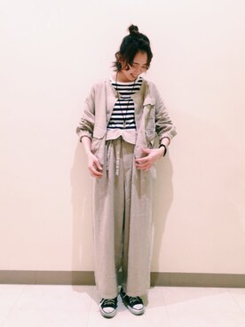 「アイテム（ノーカラージャケット）」を使った、ｶﾝﾅさん（レディース・167cm）の春コーディネート