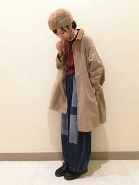 「秋のブラウンスタイル」｜「アイテム（ステンカラーコート）」を使った、ｶﾝﾅさん（レディース・167cm）の秋コーディネート