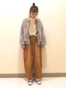 「アイテム（MA-1）」を使った、ｶﾝﾅさん（レディース・167cm）の秋コーディネート