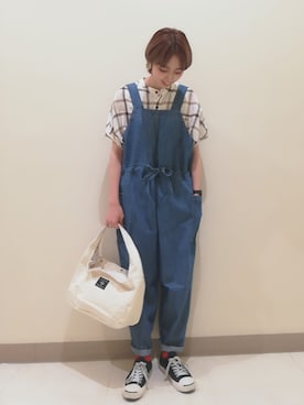 「CUBE SUGAR（キューブシュガー）のアイテム（サロペット/オーバーオール）」を使った、ｶﾝﾅさん（レディース・167cm）の夏コーディネート