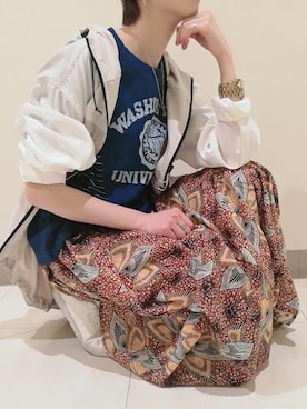 「アイテム（マウンテンパーカー）」を使った、ｶﾝﾅさん（レディース・167cm）の春コーディネート