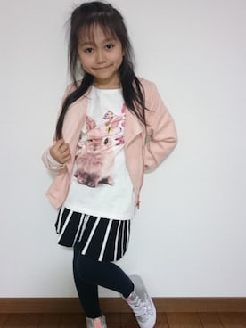 「H&M（エイチ・アンド・エム）のアイテム（ブルゾン）」を使った、Yunaさん（キッズ・120cm）の冬コーディネート