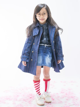 「カッコイイ女子」｜「アイテム（トレンチコート）」を使った、Yunaさん（キッズ・120cm）の春コーディネート