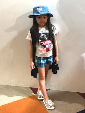 「BLOC（ブロック）のアイテム（その他アウター）」を使った、Yunaさん（キッズ・120cm）の春コーディネート