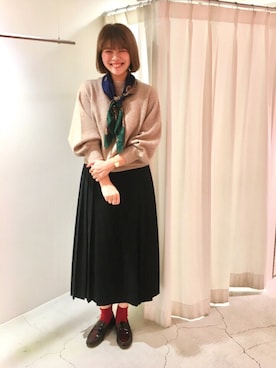 「CHILD WOMAN（チャイルドウーマン）のイタリアンラム7GG   杢（もく）プルオーバー（ニット/セーター、ベージュ系）」を使った、chisatoさん（レディース・161cm）の秋コーディネート