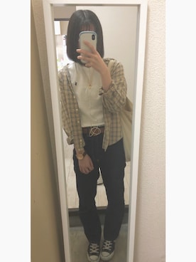 「ハイウエストストレートジーンズ」｜まゆさん（レディース・158cm）の春コーディネート