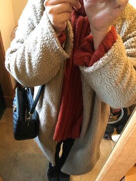 「VIS（ビス）のアイテム（ムートンコート）」を使った、meさん（レディース・160cm）の冬コーディネート
