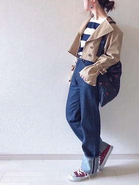 「アニエスベー」｜「アイテム（トレンチコート）」を使った、chakoさん（レディース・155cm）の春コーディネート