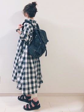 「SHAKA」｜「アイテム（シャツワンピース）」を使った、chakoさん（レディース・155cm）の春コーディネート