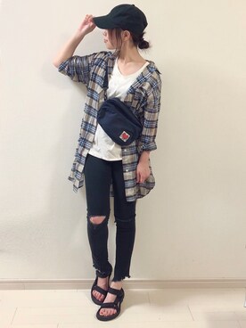 「notch.（ノッチ）のアイテム（キャップ）」を使った、chakoさん（レディース・155cm）の夏コーディネート