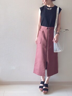 「Daniel Wellington（ダニエルウェリントン）の販売終了クラシックペティット アッシュフィールド32mm（アナログ腕時計）」を使った、chakoさん（レディース・155cm）の夏コーディネート