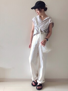 「notch.（ノッチ）のアイテム（キャップ）」を使った、chakoさん（レディース・155cm）の夏コーディネート
