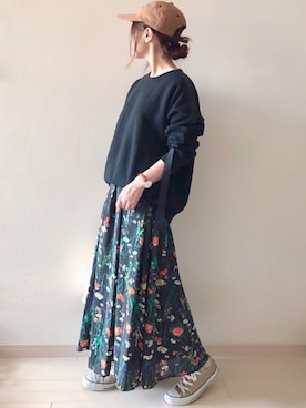 「NOISE MAKER（ノイズメーカー）のアイテム（帽子）」を使った、chakoさん（レディース・155cm）の秋コーディネート