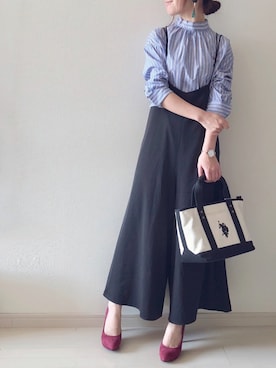 「Rougevif」｜「アイテム（サロペット/オーバーオール）」を使った、chakoさん（レディース・155cm）の秋コーディネート