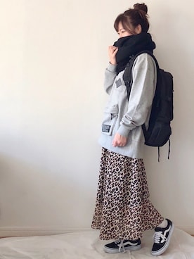 「Ne-net（ネネット）のアイテム（スウェット）」を使った、chakoさん（レディース・155cm）の冬コーディネート