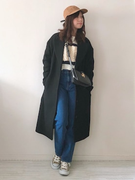 「NOISE MAKER（ノイズメーカー）のアイテム（帽子）」を使った、chakoさん（レディース・155cm）の冬コーディネート