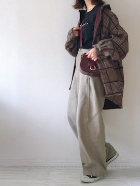 「interstaple（インターステイプル）のアイテム」を使った、chakoさん（レディース・155cm）の秋コーディネート